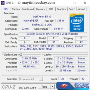 Thông số kỹ thuật Xeon E5 2666v3
